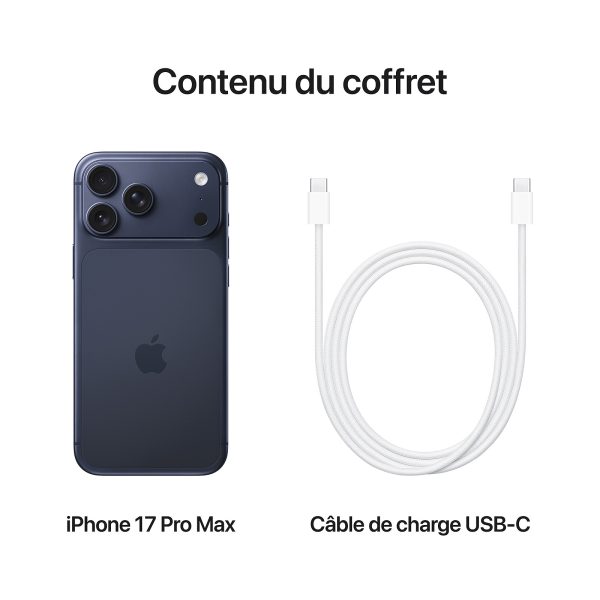 Apple iPhone 17 Pro Max Bleu Intense contenu du coffret