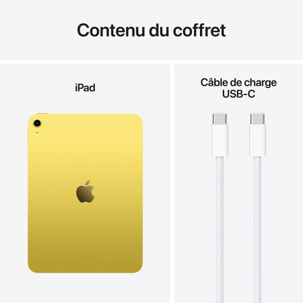 Apple iPad A16 (2025) Jaune Contenu coffret Apple iPad A16 (2025) Jaune Contenu coffret